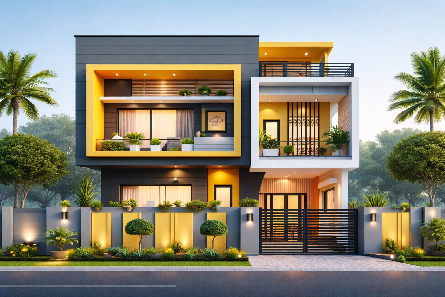 Modern Luxury House Front Elevation Design by Lakshmiharam Builders