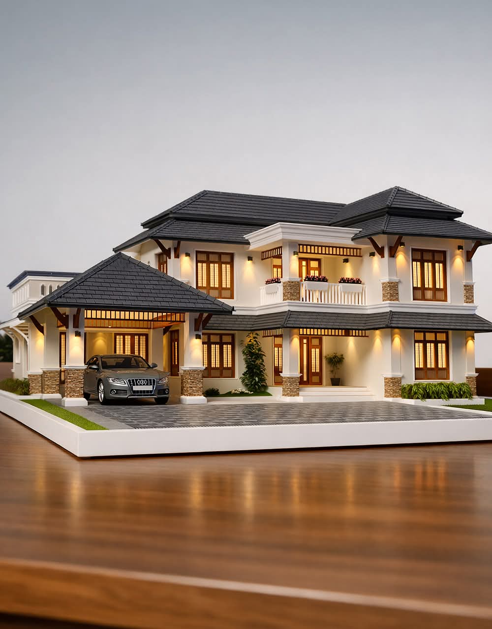 Luxury bungalow construction and modern house designs by Lakshmiharam Builders