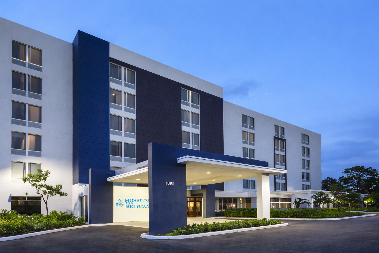 Modern hospital building construction with specialized healthcare infrastructure planning