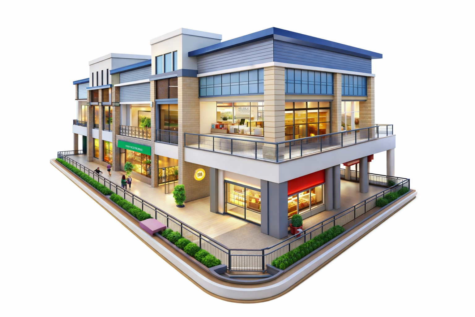 Commercial shopping complex construction and retail space planning